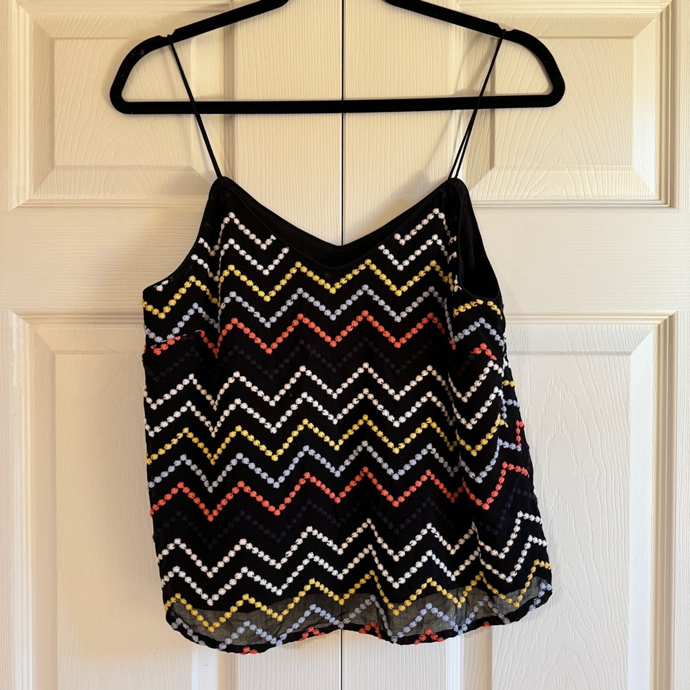 Wayf Black and White Camisole with Graphic Chevron Design